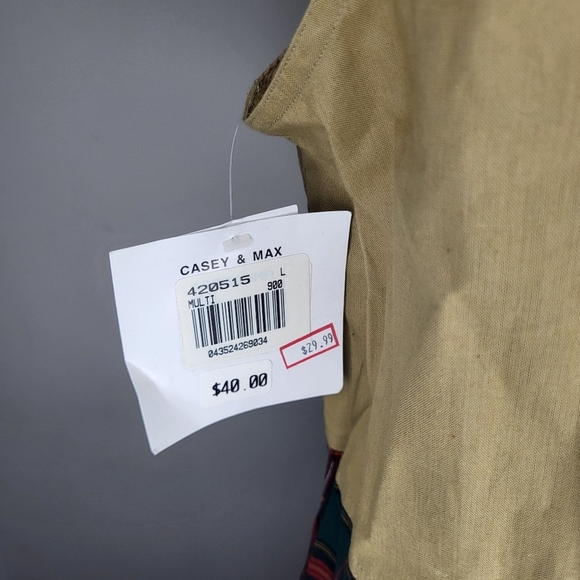 Vintage Casey & Max NWT New Long Winter Christmas Jumper Tan Red Size Large - Picture 6 of 9